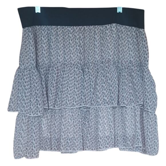 Deb Silk Blend Beige Floral Layered Mini Skirt Elastic Waist Lined Women's 3X - Picture 2 of 6